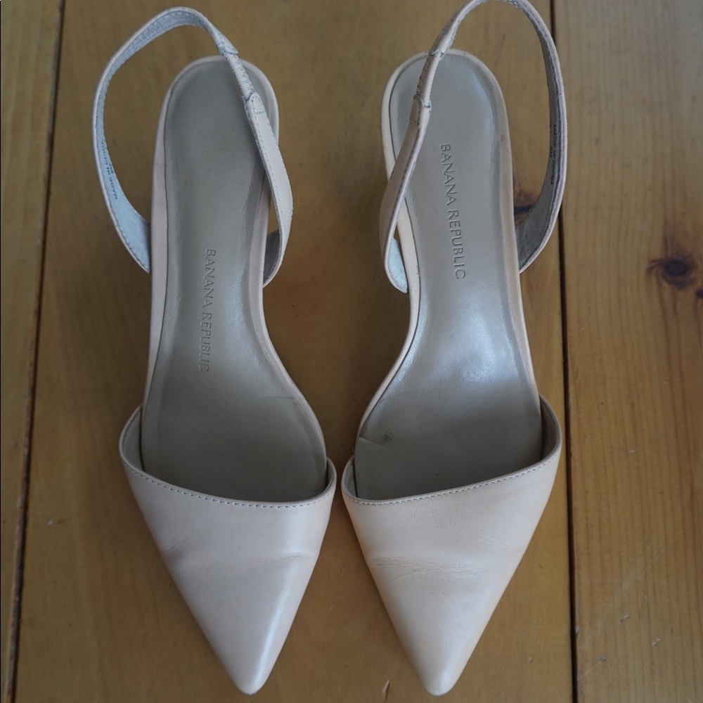 Nude slingback kitten heels